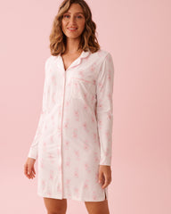 Spa Time Teddy Print Super Soft Button-down Sleepshirt
