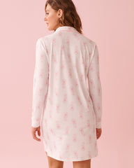 Spa Time Teddy Print Super Soft Button-down Sleepshirt