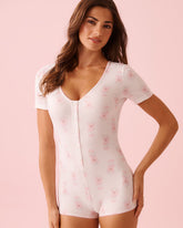 Spa Time Teddy Print Super Soft Short Sleeve Romper