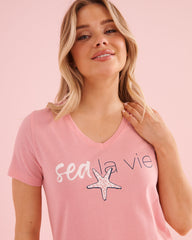 Starfish Print Cotton T-shirt and Capris PJ Set