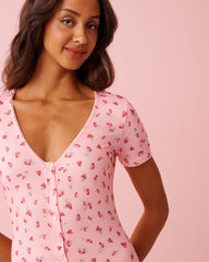 Strawberry Print Super Soft Short Sleeve Romper