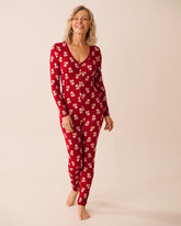 Teddy Bear Print Super Soft Long Sleeve Jumpsuit
