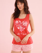 Tropical Flower Print Cotton Cami and Shorts PJ Set