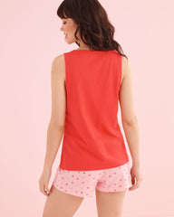Tropical Flower Print Cotton Cami and Shorts PJ Set
