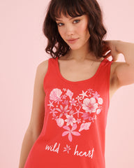 Tropical Flower Print Cotton Cami and Shorts PJ Set