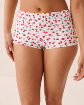 WILD CHERRY Folded Waistband Boyshort Bikini Bottom