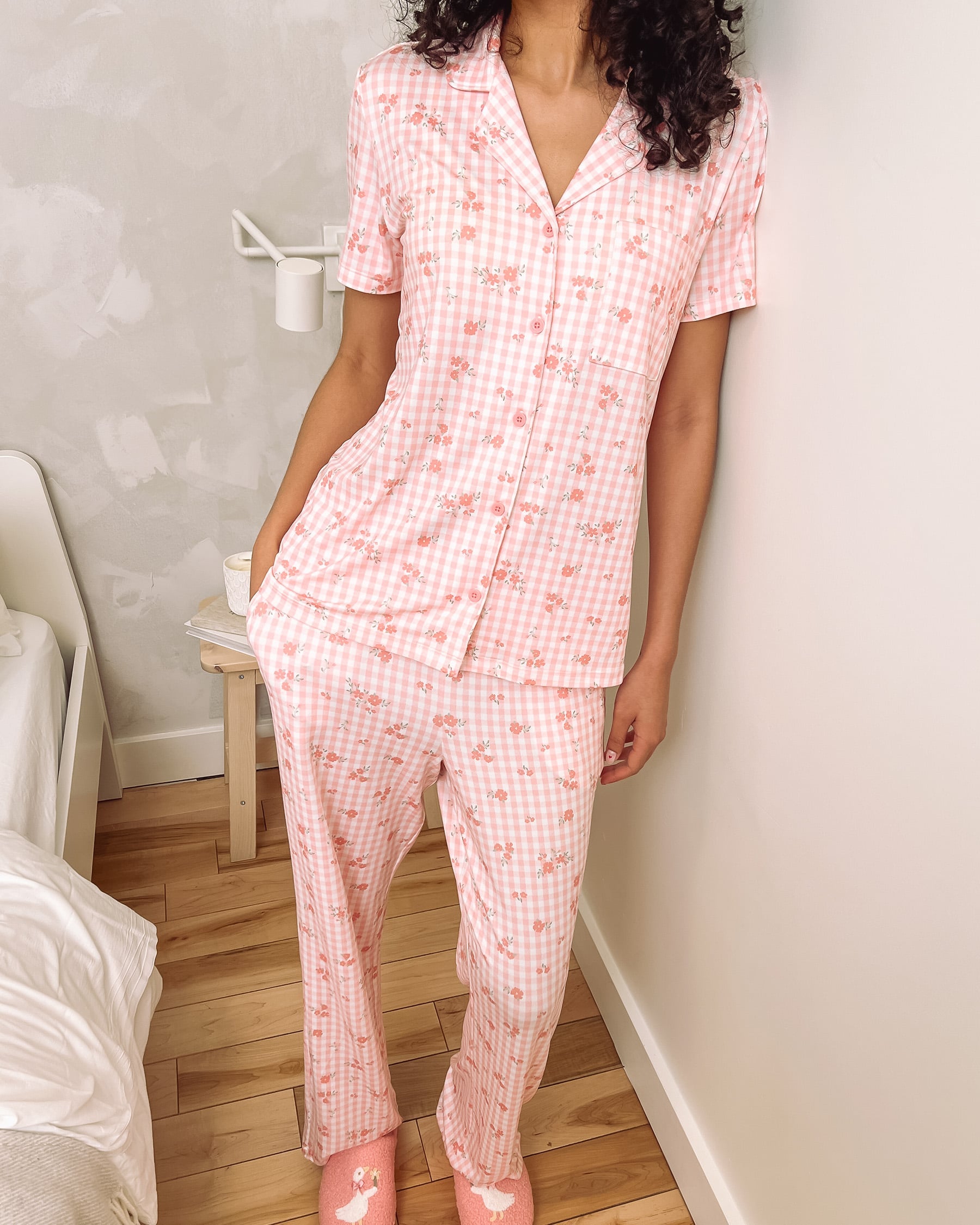 Floral Gingham Print Super Soft Pajama Pants