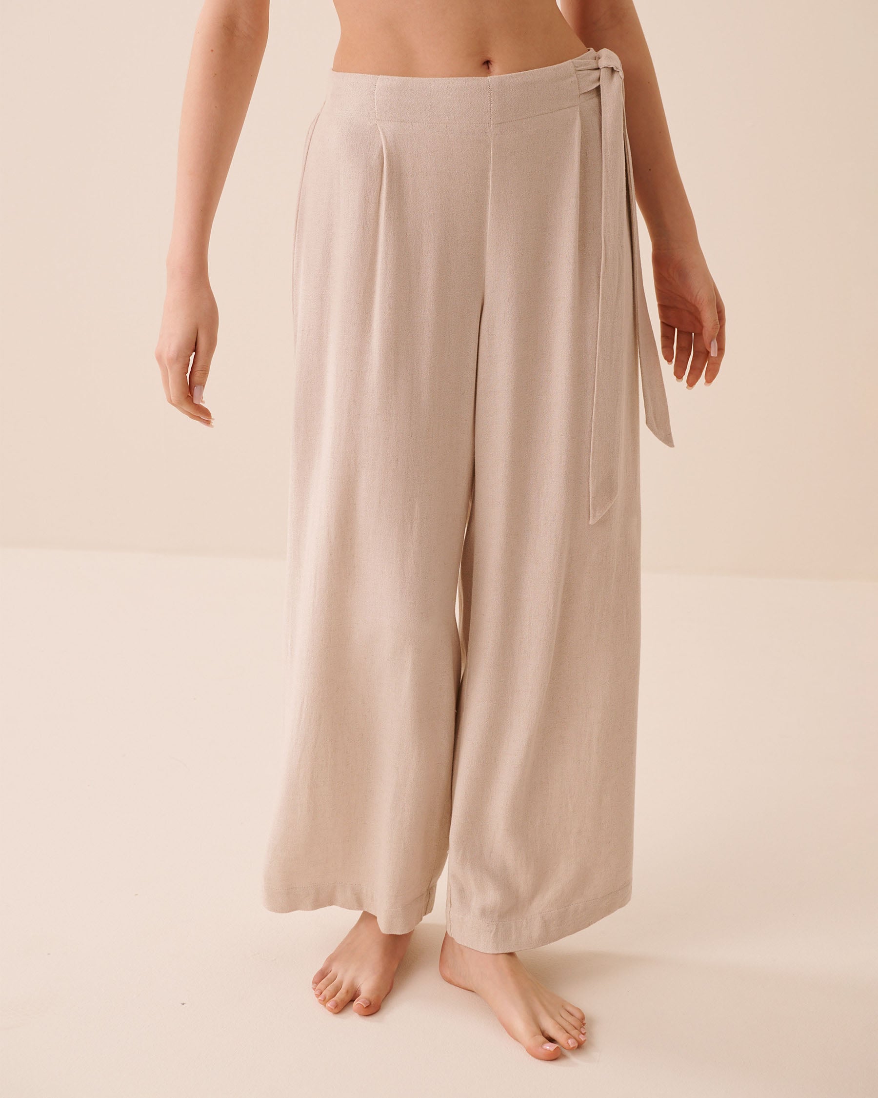 Rayon-Linen Wide Leg Pants