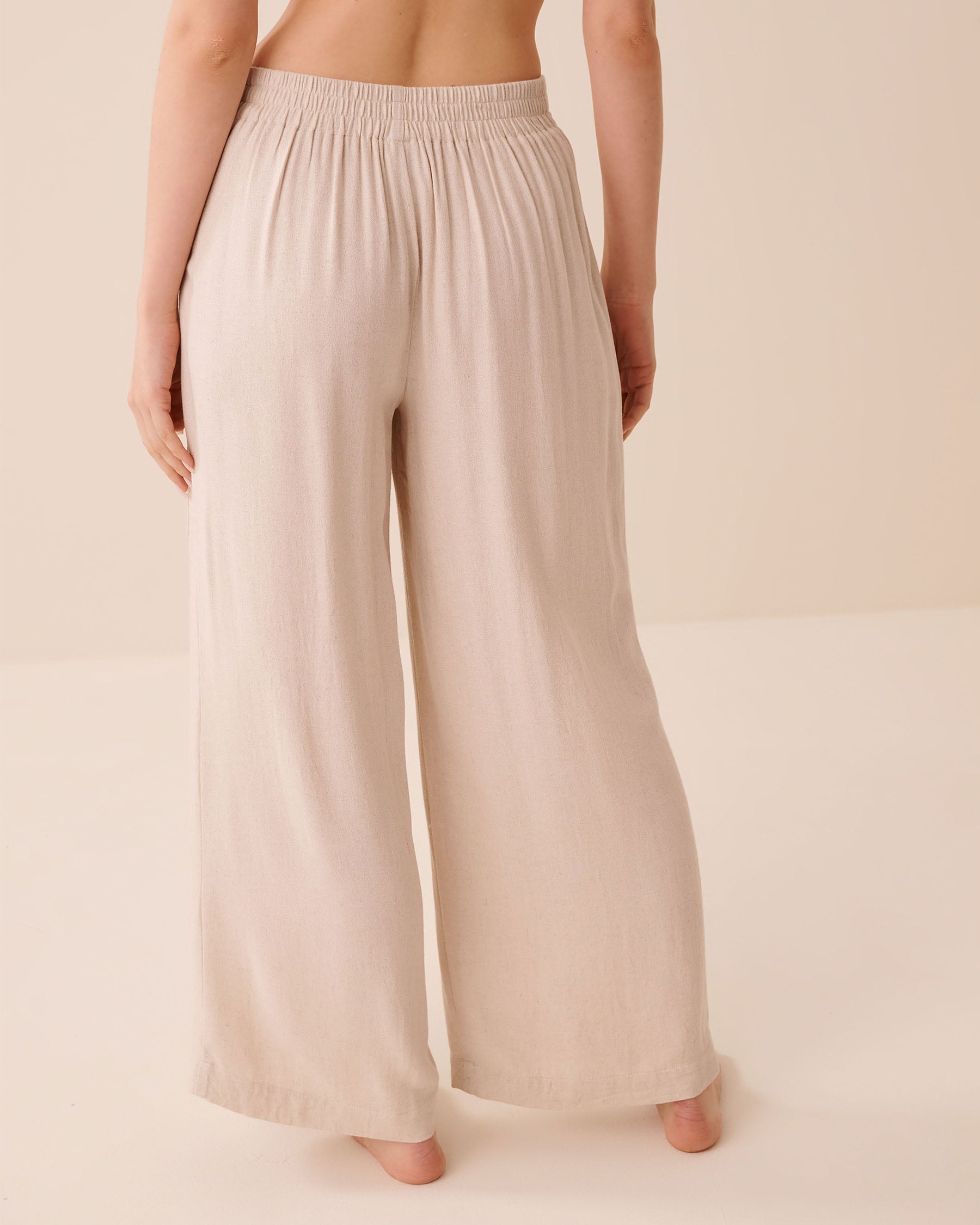 Rayon-Linen Wide Leg Pants