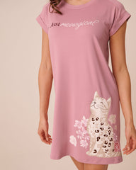 Bengal Cat Print Super Soft Short Sleeve Sleepshirt