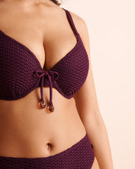 BERRY BURGUNDY Crochet D Cup Plunge Bikini Top