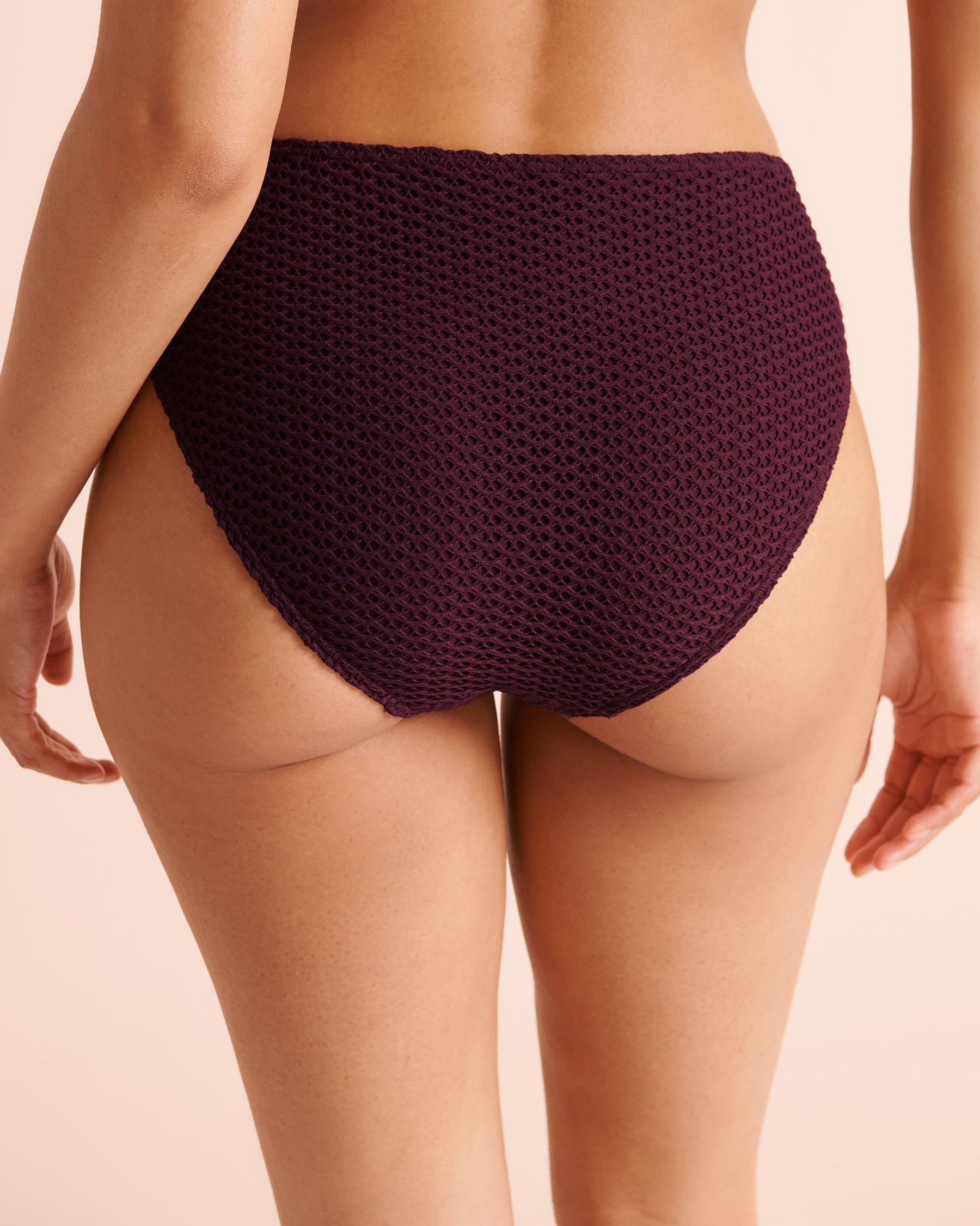 BERRY BURGUNDY Crochet Mid-rise Bikini Bottom