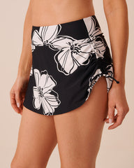 BLACK HIBISCUS High Waist Skirt Bikini Bottom