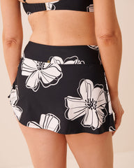 BLACK HIBISCUS High Waist Skirt Bikini Bottom
