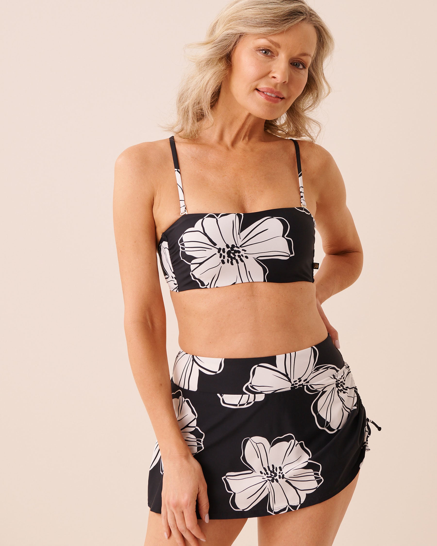 BLACK HIBISCUS High Waist Skirt Bikini Bottom