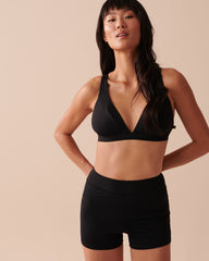 BLACK High Waist Boyshort Bikini Bottom