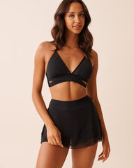 BLACK Mesh Skirt Bikini Bottom