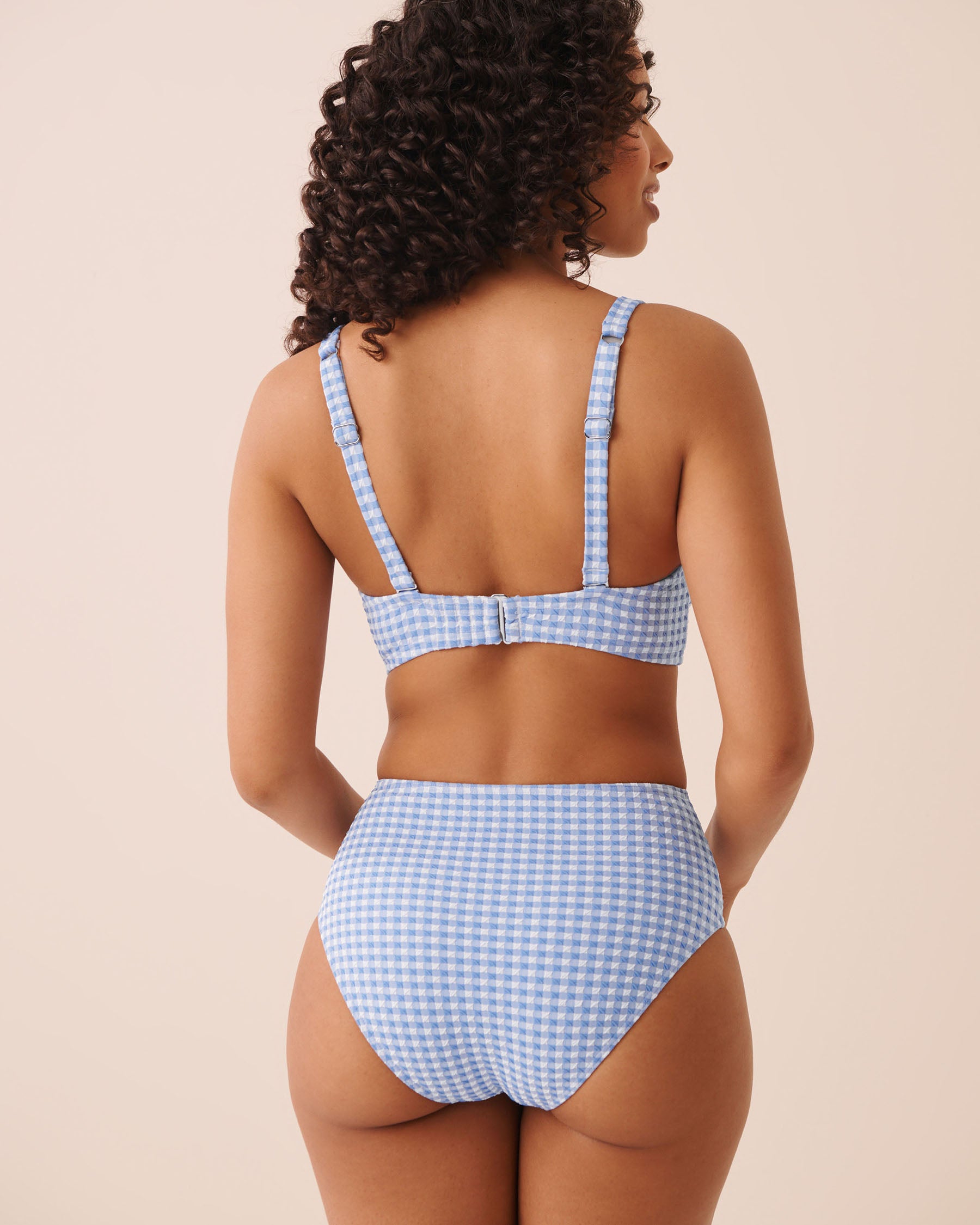 BLUE GINGHAM D Cup Full Coverage Bikini Top