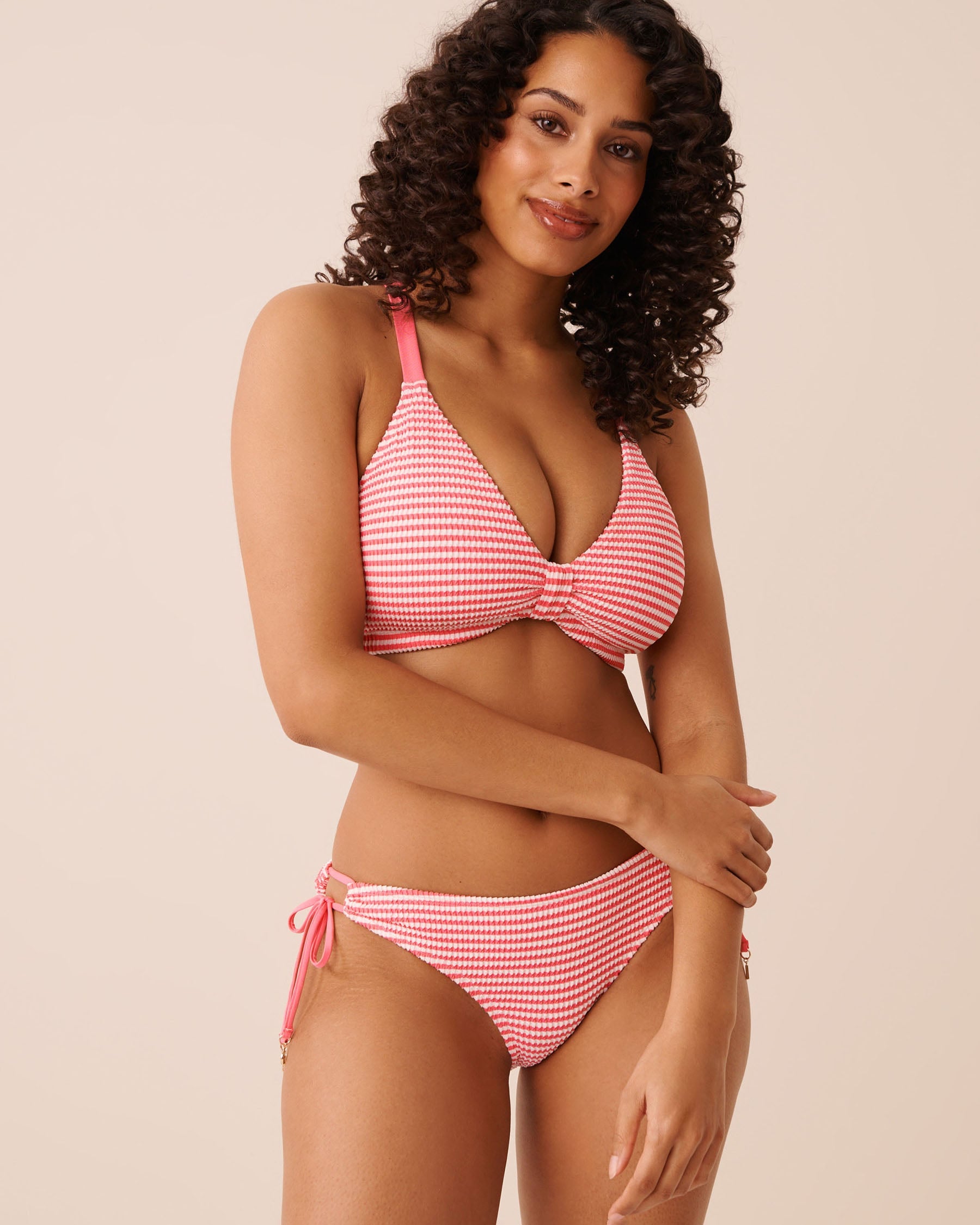 BUBBLEGUM STRIPE Side Tie Bikini Bottom