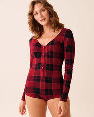 Buffalo Plaid Super Soft Long Sleeve Romper