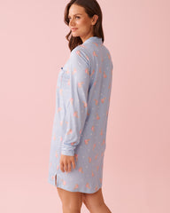 Bunny Print Super Soft Button-down Sleepshirt