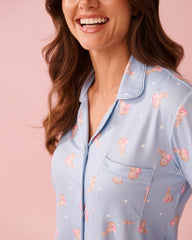 Bunny Print Super Soft Button-down Sleepshirt