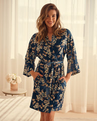 Butterfly Garden Print Microfiber Kimono