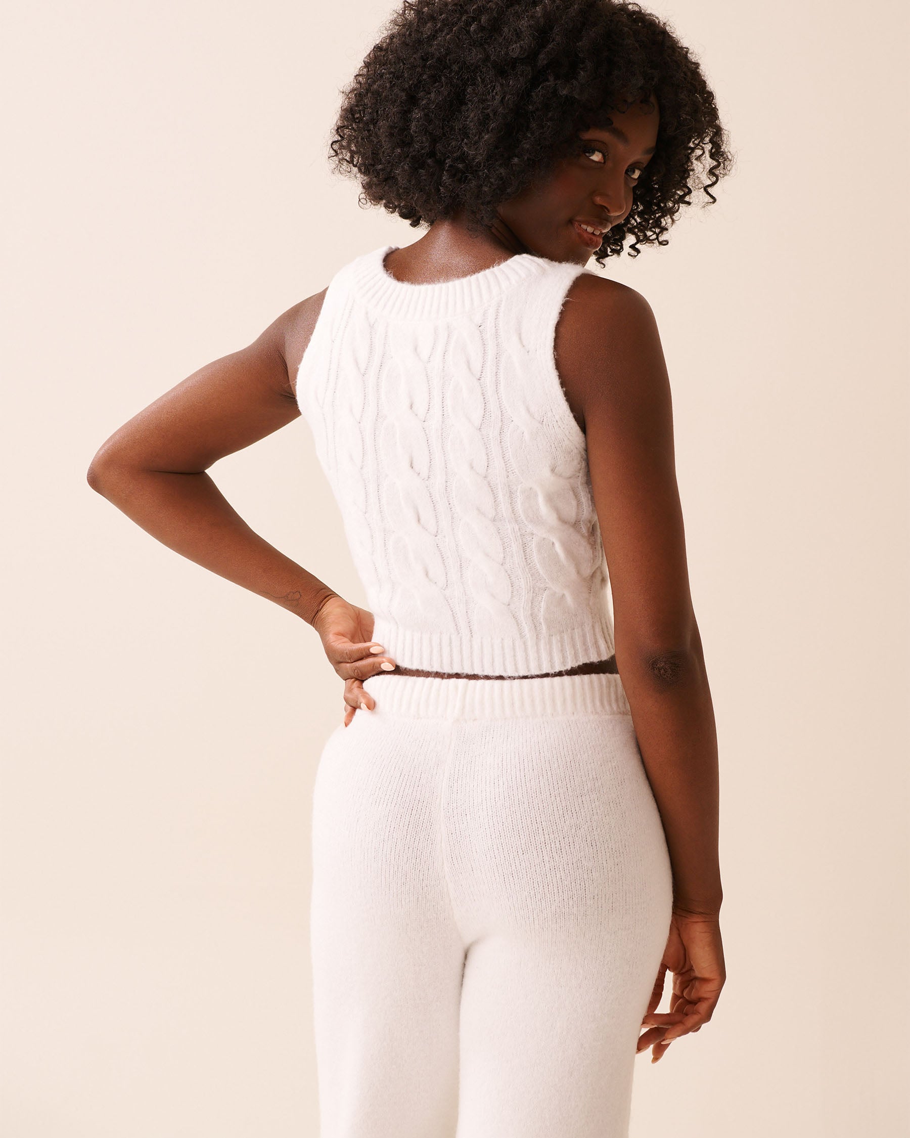 Cable-Knit Crop Tank Top