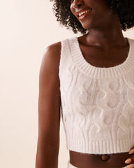 Cable-Knit Crop Tank Top