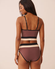 COFFEE BLOCK Crop Bikini Top