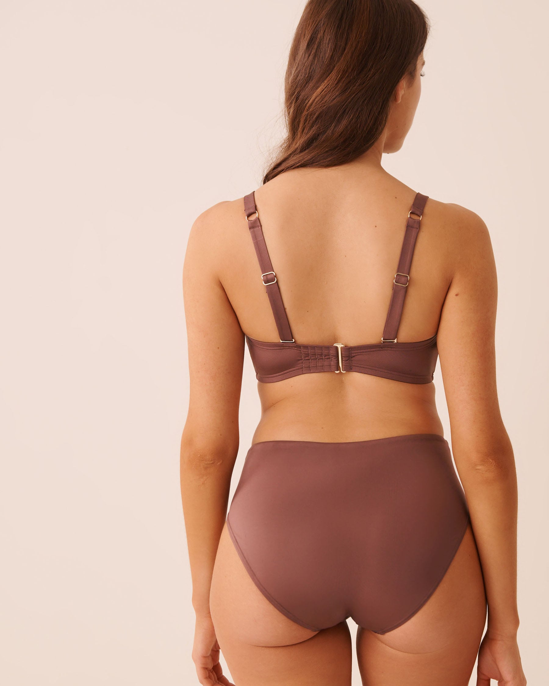 COFFEE Pleated D Cup Full Coverage Bikini Top