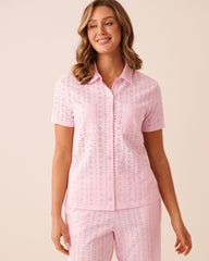 Cotton Eyelet Button-down Shirt