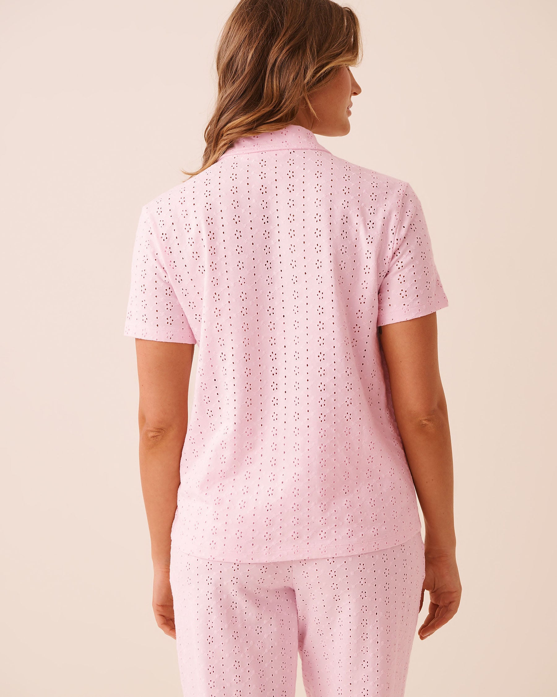 Cotton Eyelet Button-down Shirt
