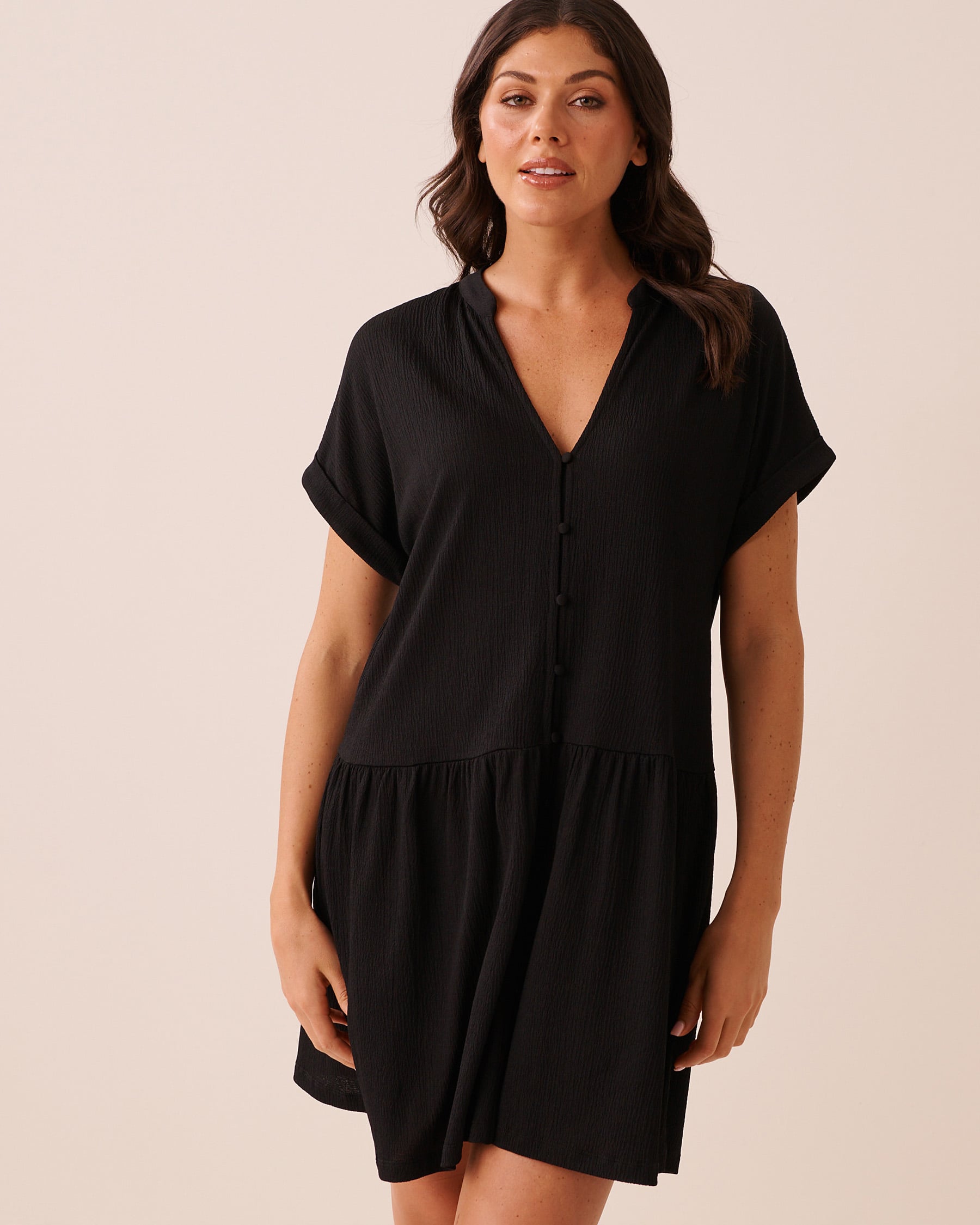 Crinkle Tiered Short Dress