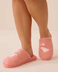 Goose Pattern Curly Fur Slippers