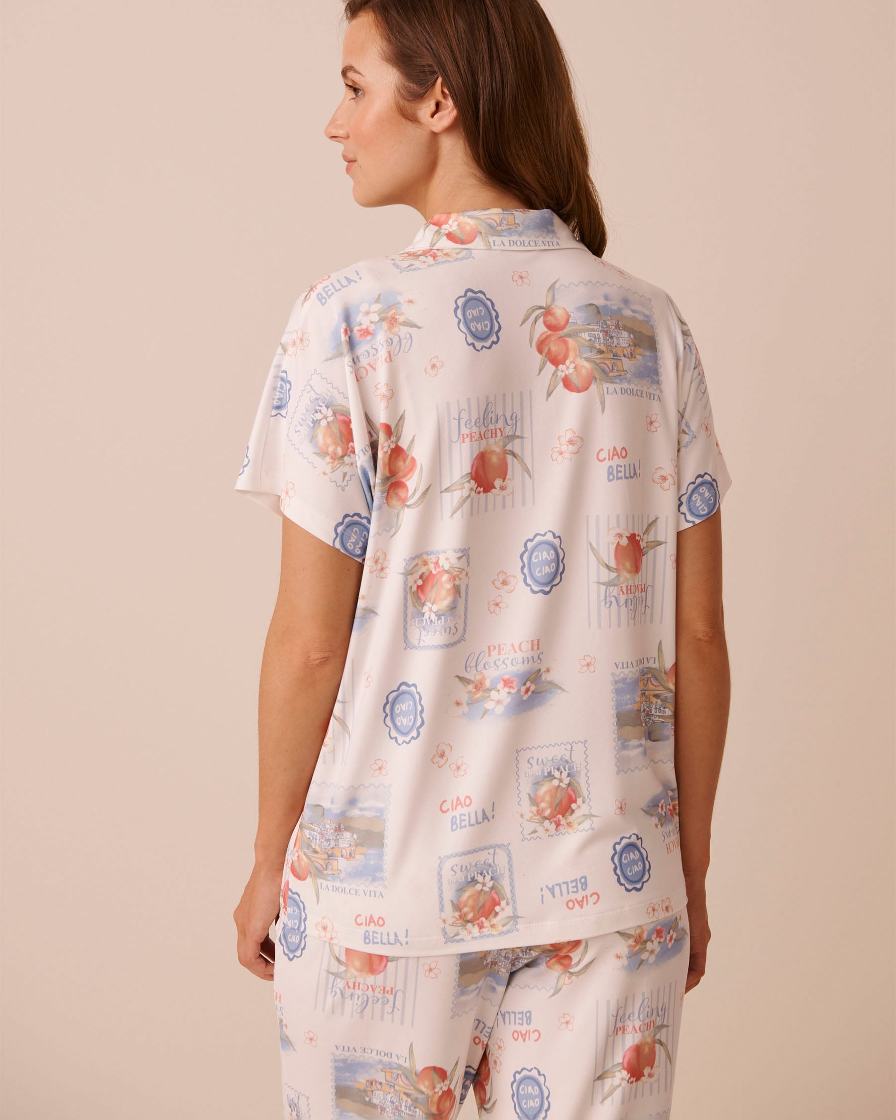 Dolce Vita Print Super Soft Short Sleeve Button-down Shirt