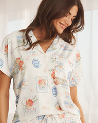 Dolce Vita Print Super Soft Short Sleeve Button-down Shirt
