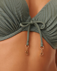EARTHY GREEN D Cup Plunge Bikini Top