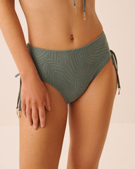 EARTHY GREEN Side Tie Mid Waist Bikini Bottom