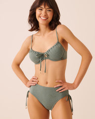 EARTHY GREEN Side Tie Mid Waist Bikini Bottom