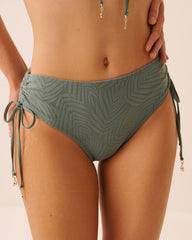 EARTHY GREEN Side Tie Mid Waist Bikini Bottom