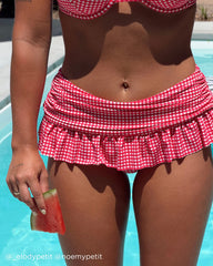 RED GINGHAM Ruffle Skirt Bikini Bottom