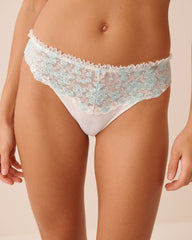 Ruffled Embroidered Mesh Brazilian Panty
