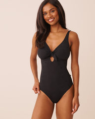 EYELET Cut-out Front One-piece Swimsuit