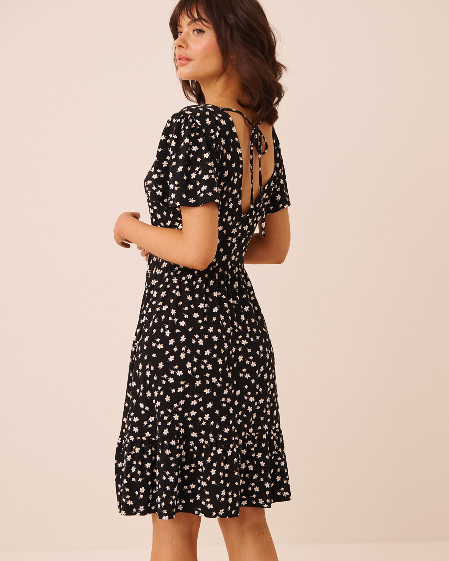 Floral Crepe Short Sleeve Dress