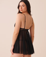 Floral Lace and Mesh Babydoll