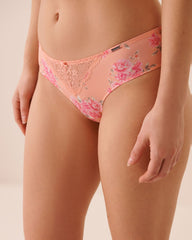 Floral Lace and Microfiber Cheeky Panty