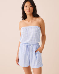 Gingham Print Sleeveless Romper