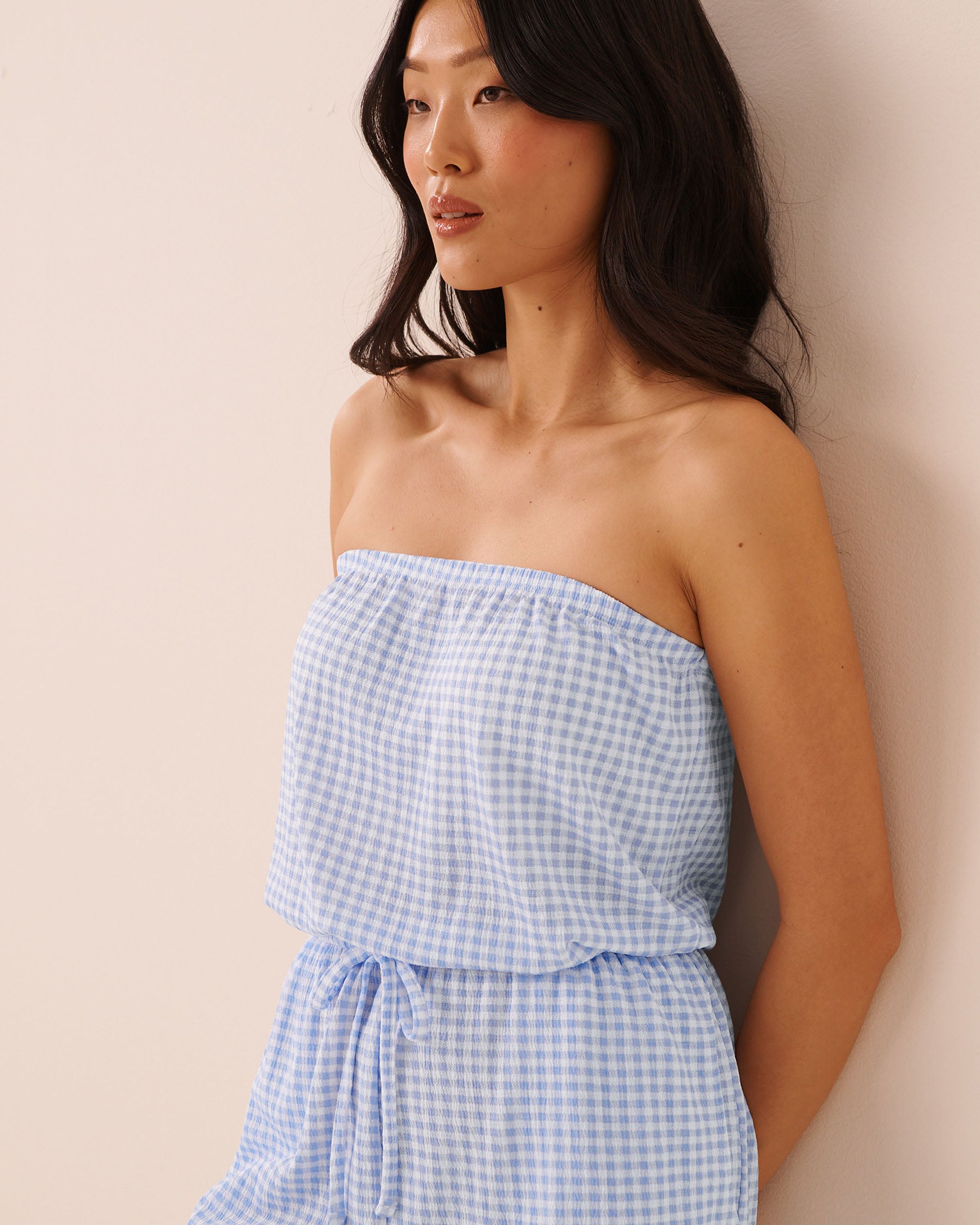 Gingham Print Sleeveless Romper