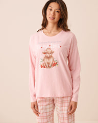 Highland Cow Print Cotton Long Sleeve Shirt